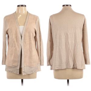 ECRU Tan Suede Linen Cardigan L